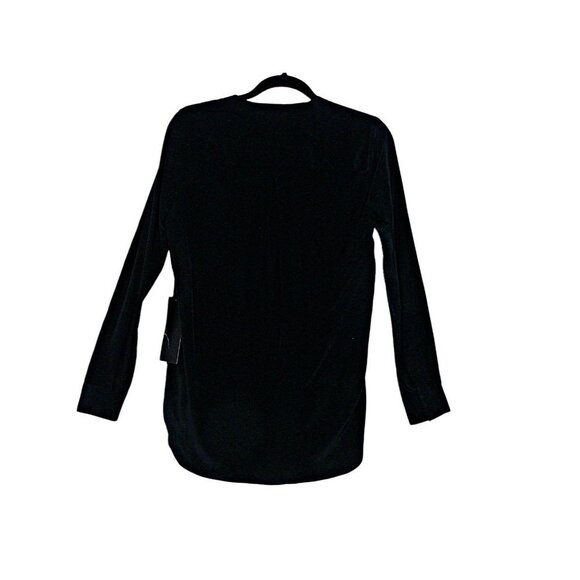 BCBGMaxazria Womens Silk Black Long Sleeve High Low Blouse Shirt Top Sz XXS NWT - Picture 2 of 12